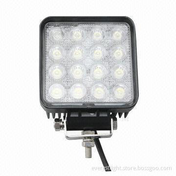 Flood beam LED work light, 48W power, square shape